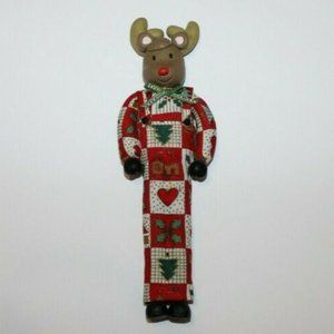 Vintage Silvestri Handcrafted Rudolph Reindeer Deer Christmas Clay Ornament Rare